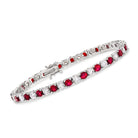 Bratara Tennis din Argint 925 Rodiat 0.3 cm cu Diamante Cubic Zirconia Albe si Rosii Bratara Lasardo Gioielli