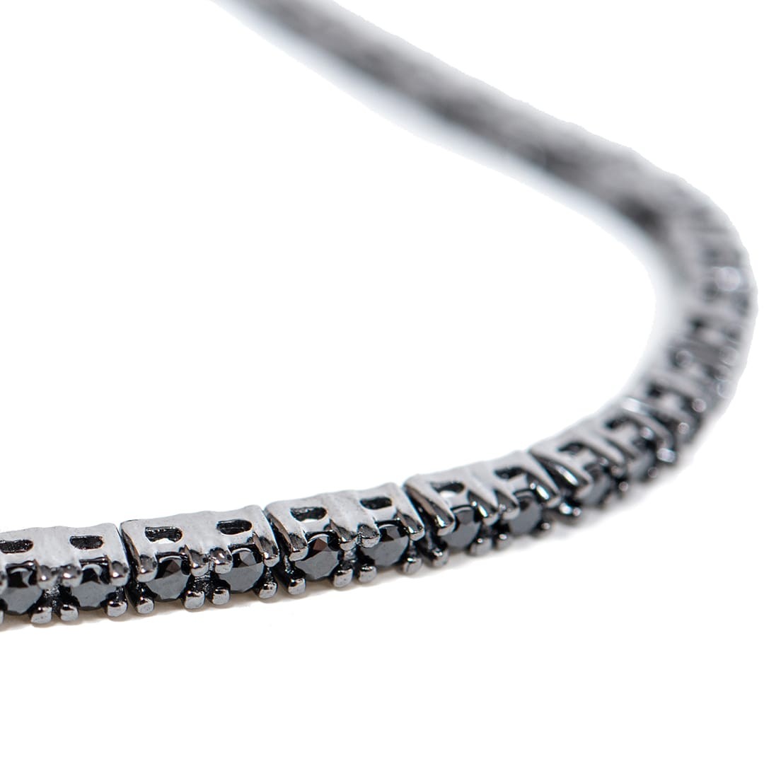 Bratara Tennis Argint 925 Rodiu Negru 0.2 cm cu Diamante Cubic Zirconia Negre Round Cut Bratara Lasardo Gioielli