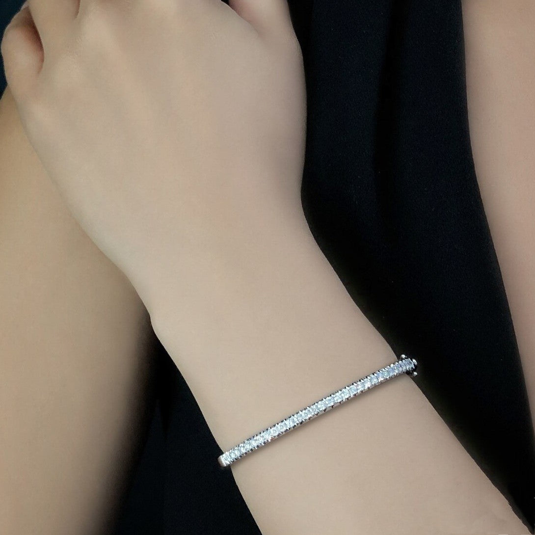 Bratara Tennis din Argint 925 Rodiat 0,2 cm cu Diamante CZ Albe Princess Cut Bratara Lasardo Gioielli