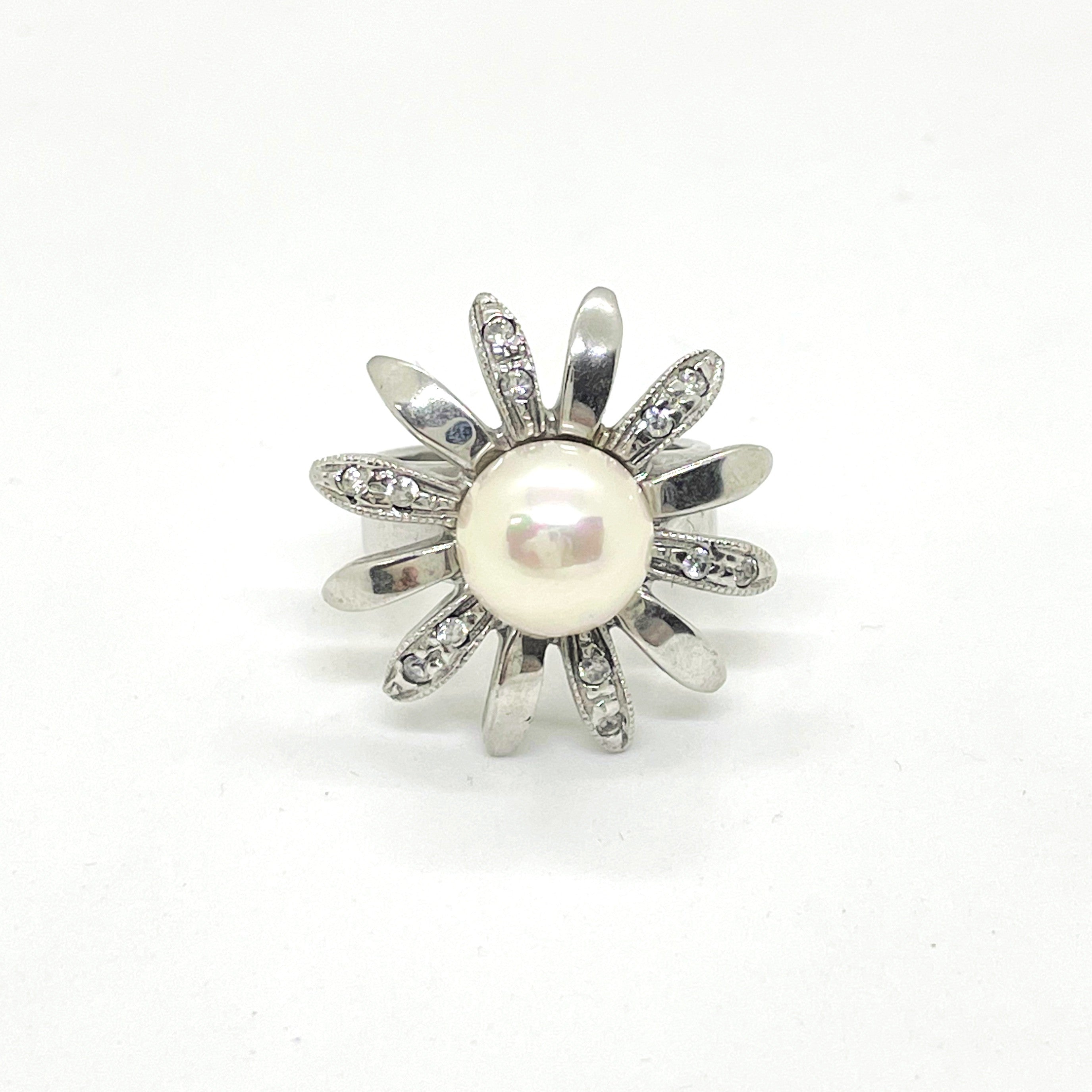 inel floare cu perla