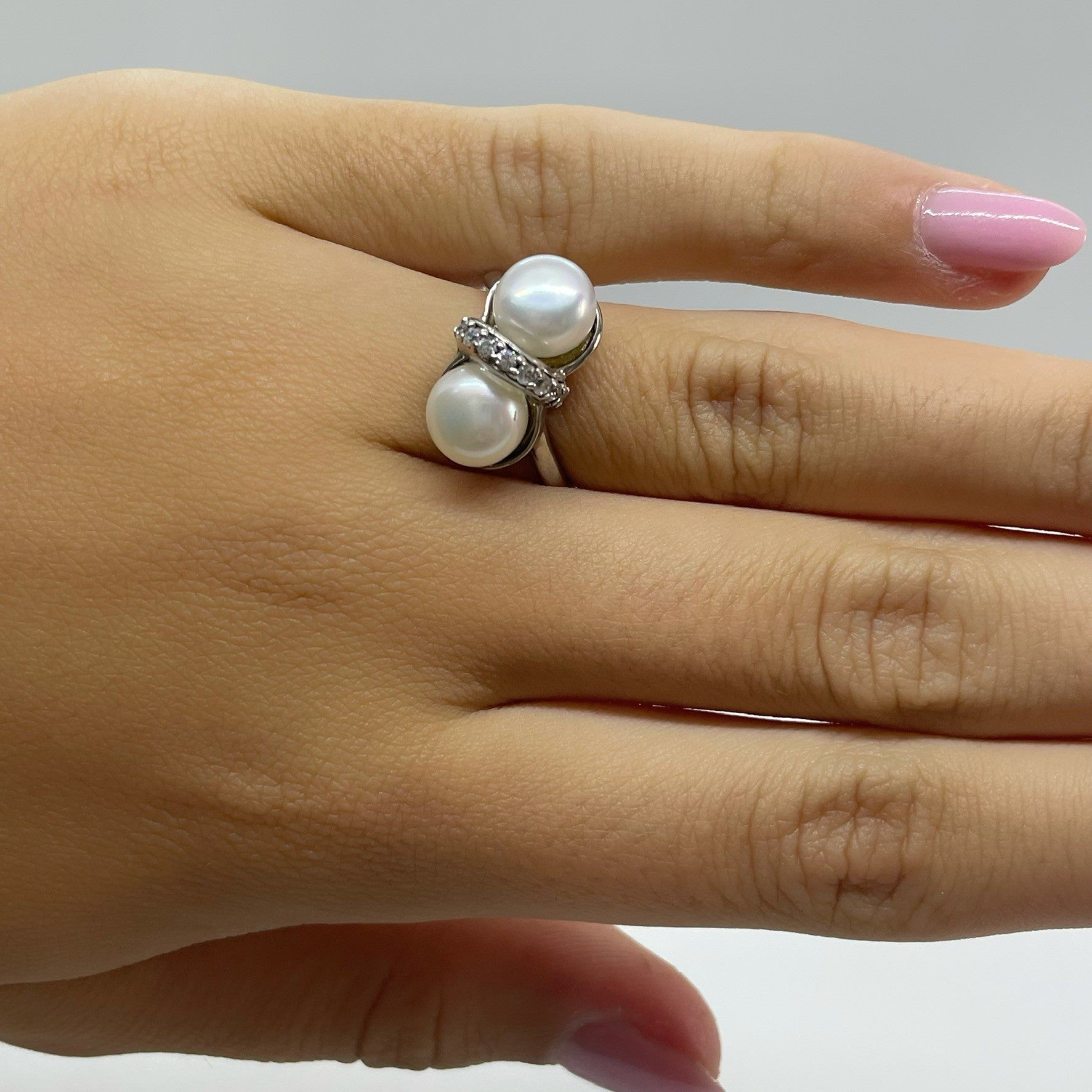 inel argint cu perle