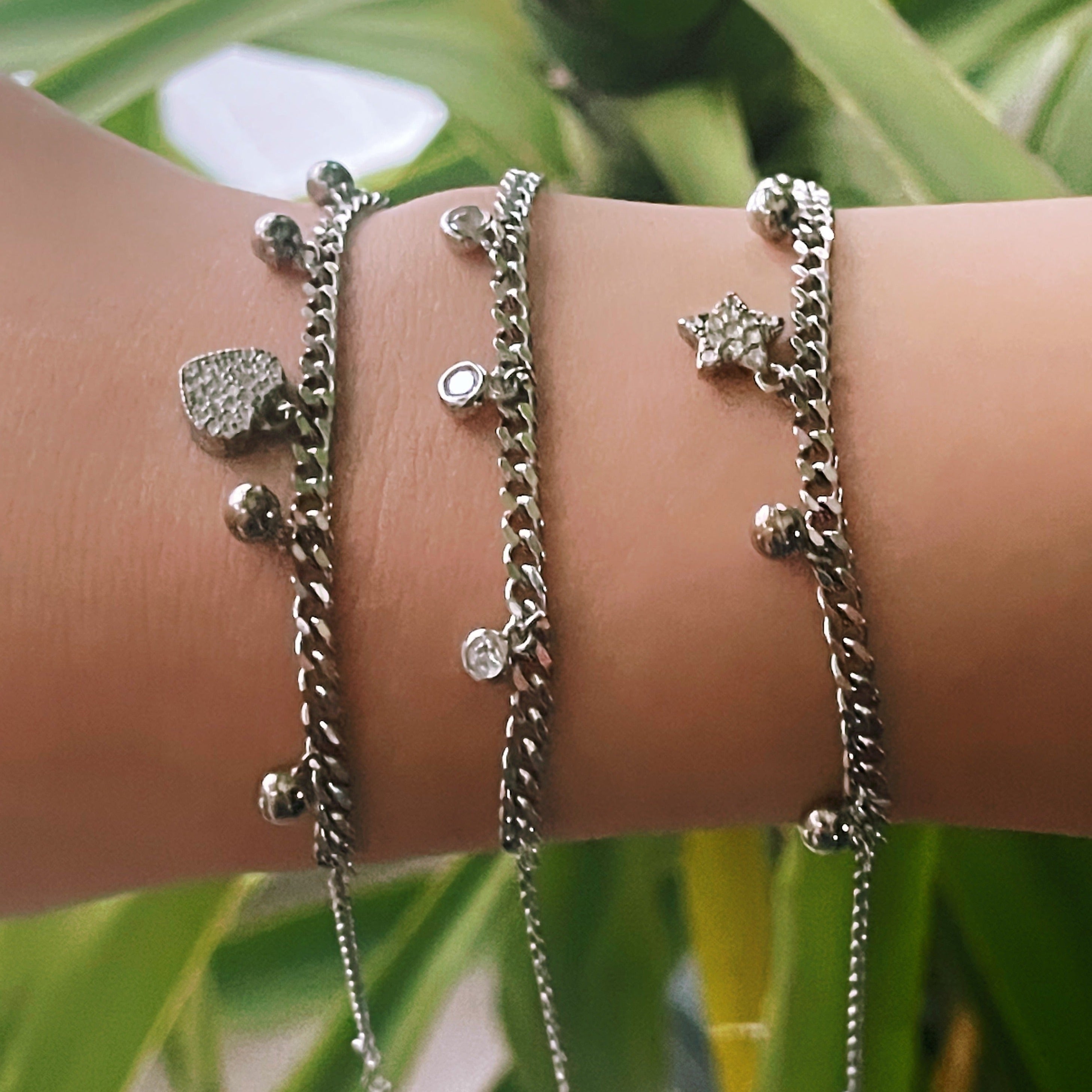 Bratara din argint 925 rodiat cu 3 charms-uri punto luce Bratara Lasardo Gioielli