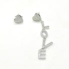Cercei asimetrici din argint 925 rodiat cu diamante CZ albe Cercei Lasardo Gioielli