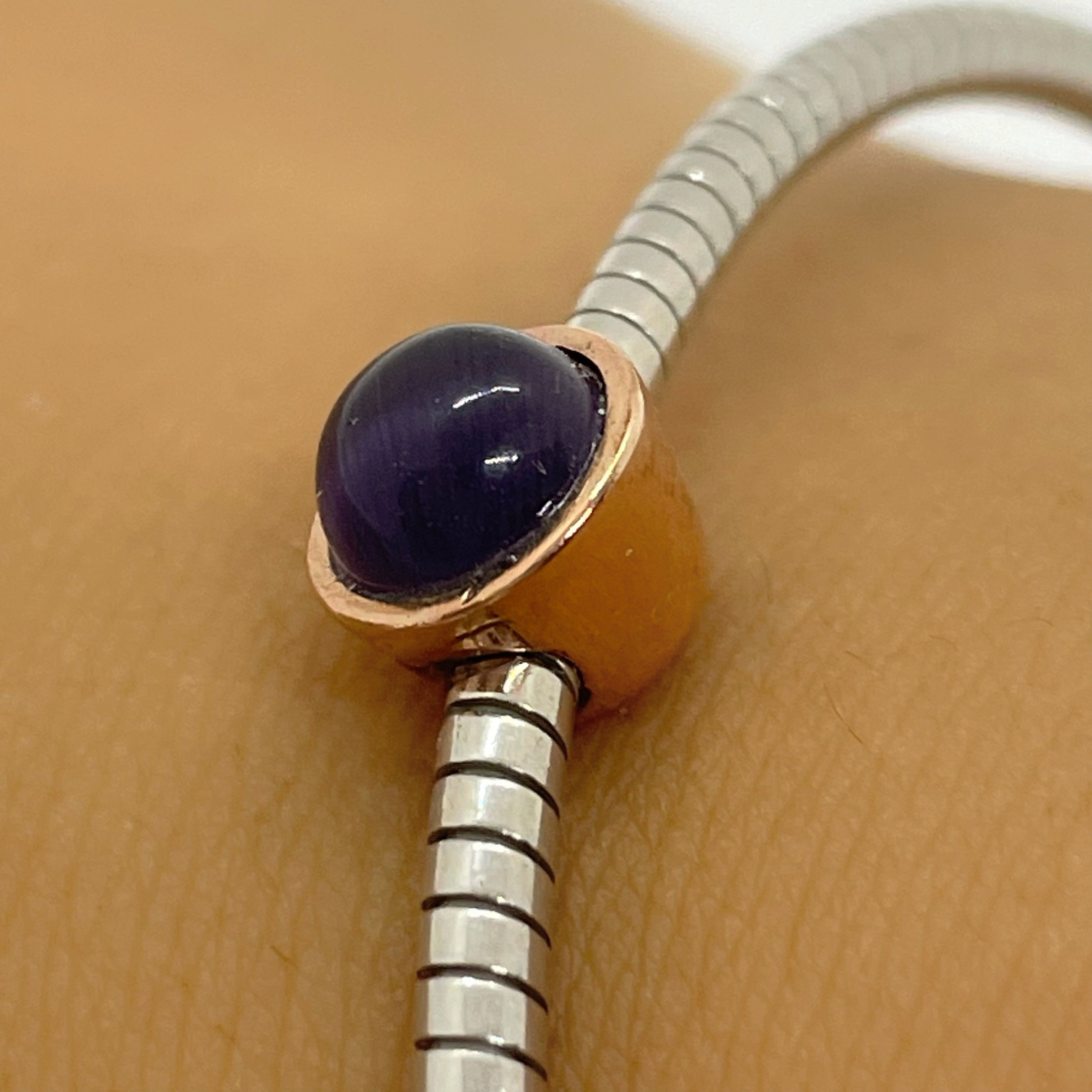 Bratara fixa semirigida din argint 925 rodiat cu piatra lapis lazuli Bratara Lasardo Gioielli