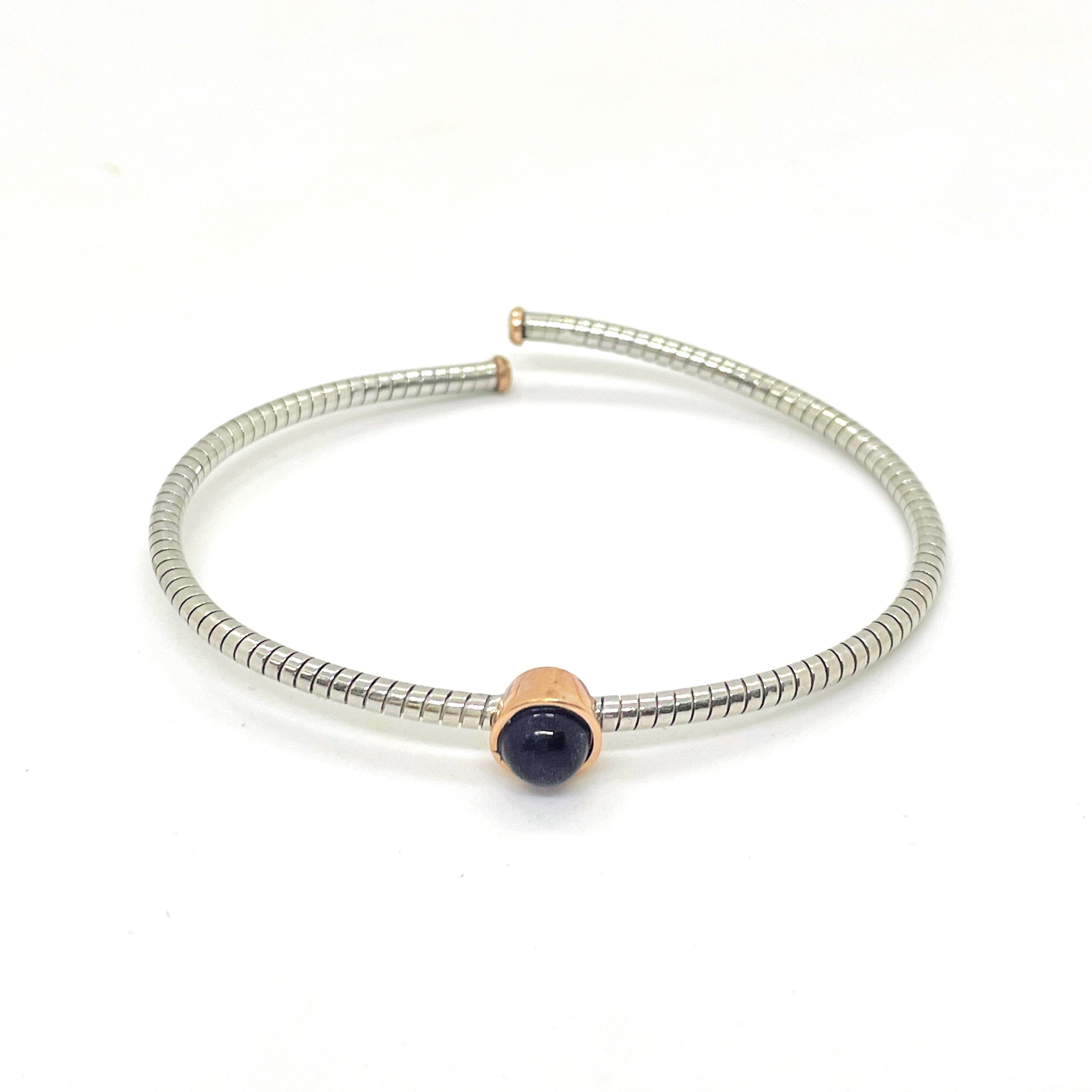 Bratara fixa semirigida din argint 925 rodiat cu piatra lapis lazuli Bratara Lasardo Gioielli