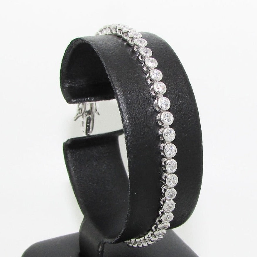 Bratara Tennis Argint 925 Rodiat 0.4 cm cu Diamante CZ Cipollina Cut Bratara Lasardo Gioielli