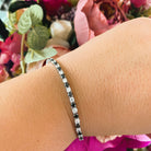 Bratara tennis argint 925 rodiat 0,3 cm cu diamante CZ albe si negre Bratara Lasardo Gioielli