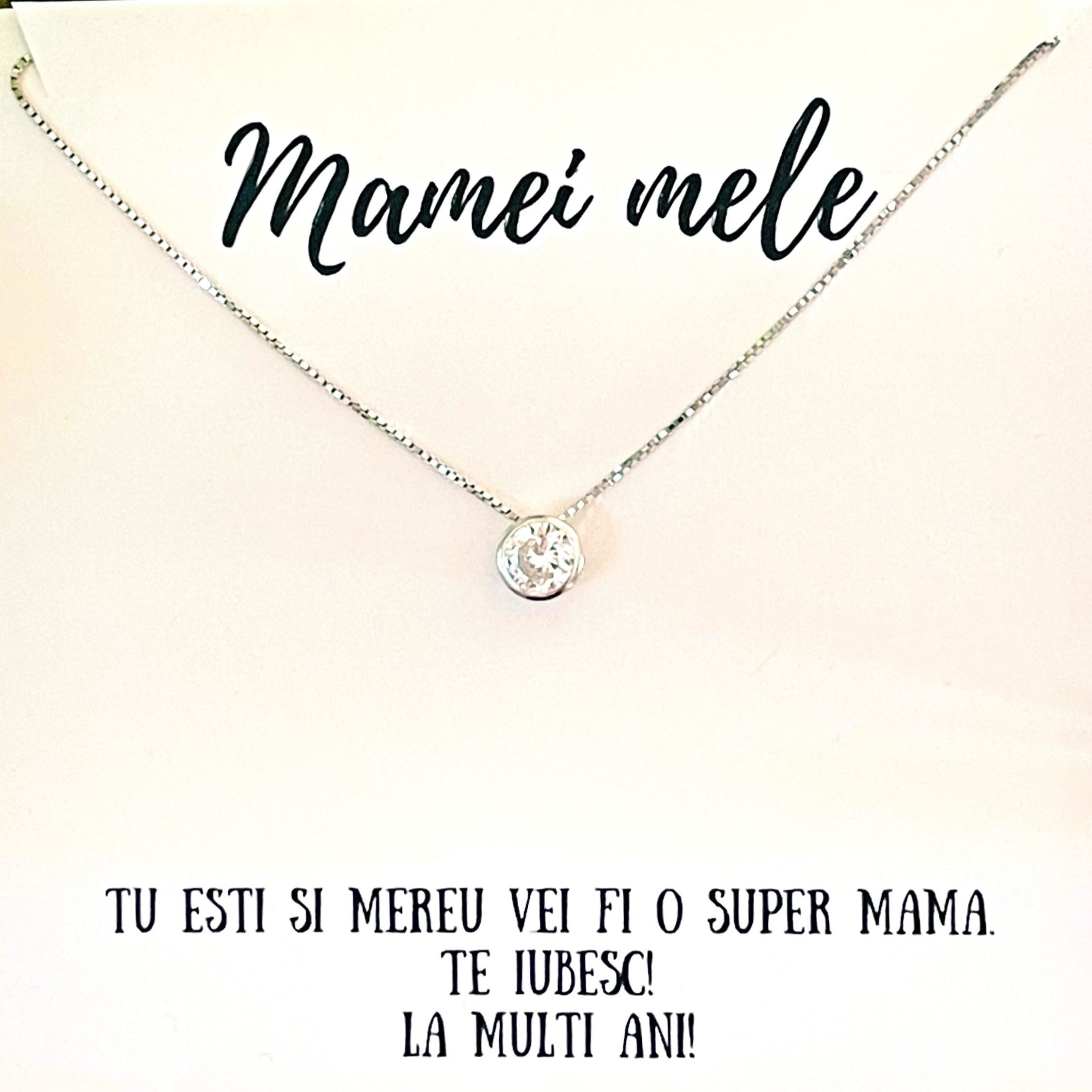 colier din argint cu mesaj pentru mama