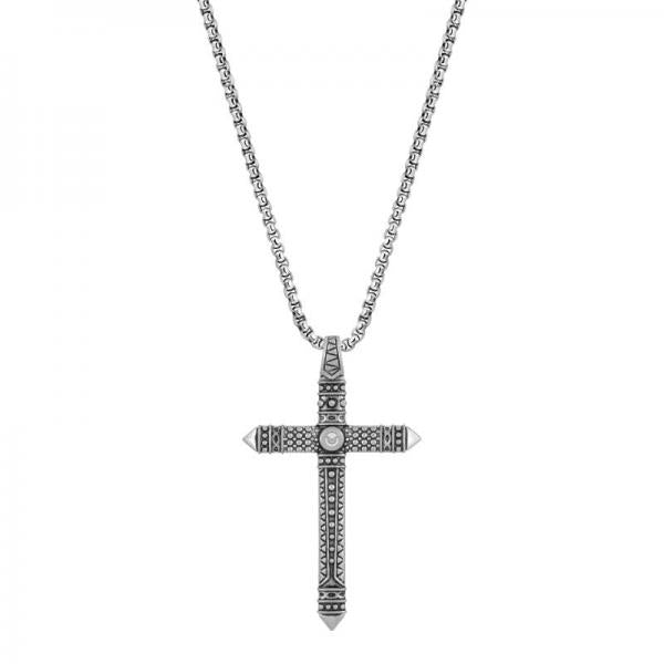 Colier Barbatesc Sector Colectia Rude cu Pandantiv Cruce Colier Lasardo Gioielli