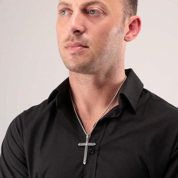 Colier Barbatesc Sector Colectia Rude cu Pandantiv Cruce Colier Lasardo Gioielli