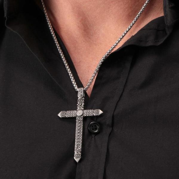 Colier Barbatesc Sector Colectia Rude cu Pandantiv Cruce Colier Lasardo Gioielli