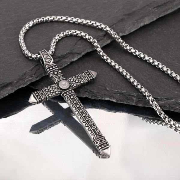 Colier Barbatesc Sector Colectia Rude cu Pandantiv Cruce Colier Lasardo Gioielli