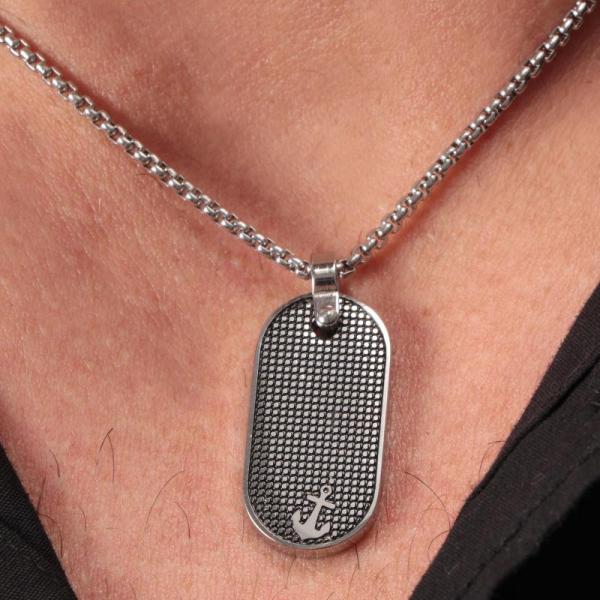 Colier Barbatesc Sector Colectia Basic cu Placuta si Ancora Colier Lasardo Gioielli