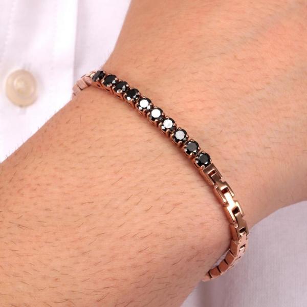 Bratara barbateasca tennis Morellato rose gold cu Diamante CZ negre Bratara Lasardo Gioielli
