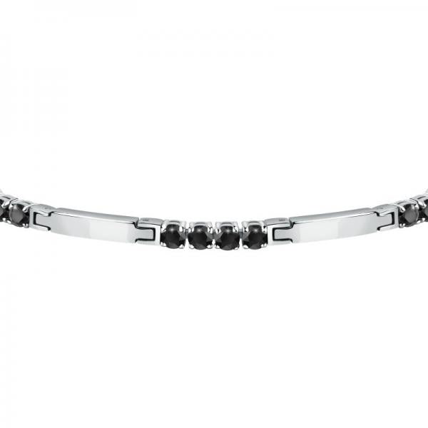 Bratara barbateasca tennis Morellato argintie cu diamante CZ negre Bratara Lasardo Gioielli