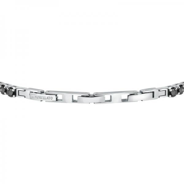 Bratara barbateasca tennis Morellato argintie cu diamante CZ negre Bratara Lasardo Gioielli