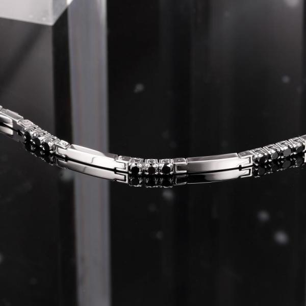 Bratara barbateasca tennis Morellato argintie cu diamante CZ negre Bratara Lasardo Gioielli