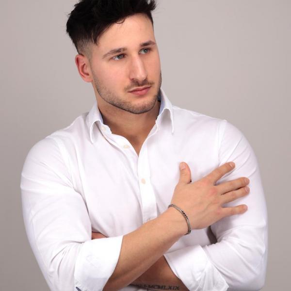 Bratara barbateasca tennis Morellato argintie cu diamante CZ negre Bratara Lasardo Gioielli