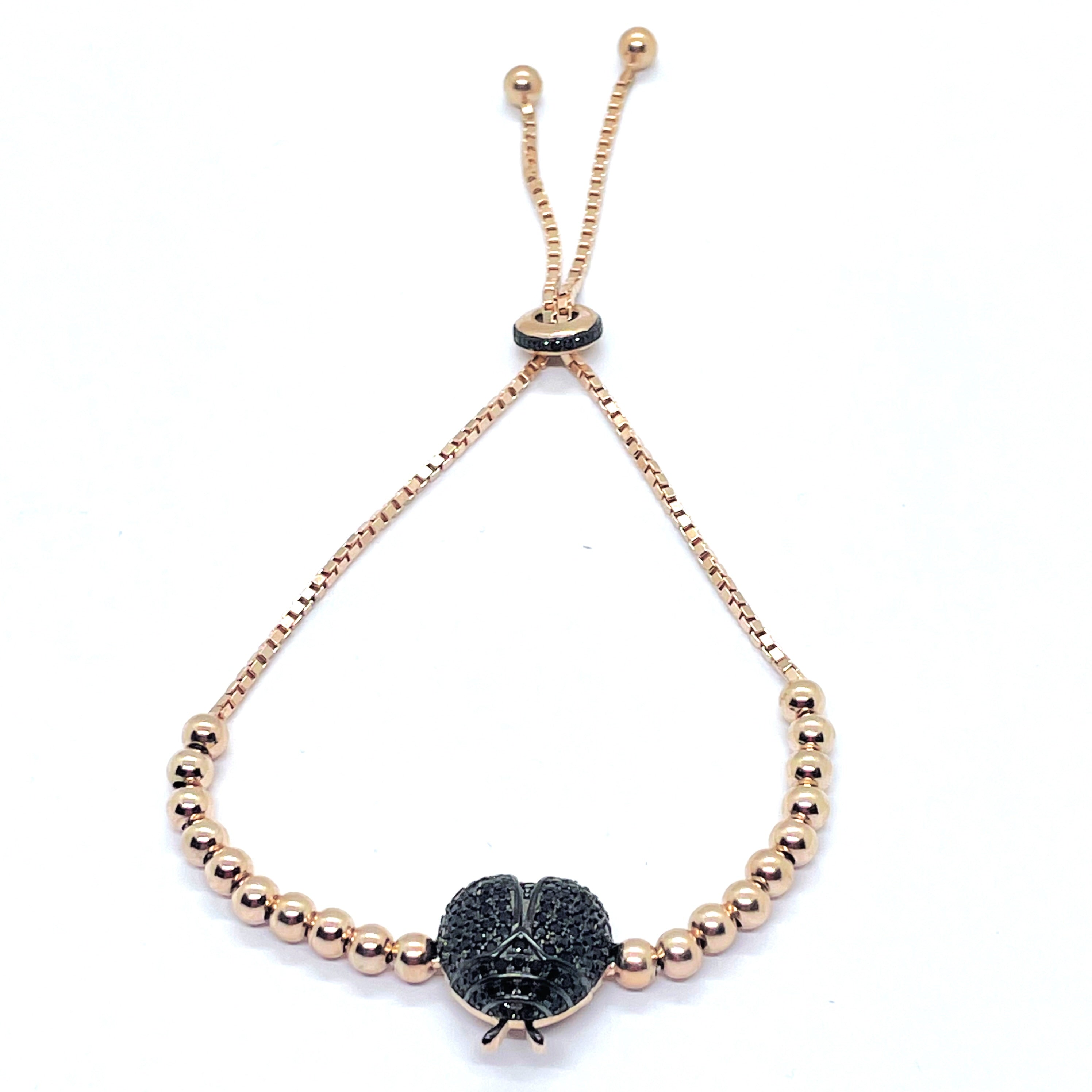 Bratara din argint 925 rodiat rose gold cu diamante CZ negre micropave Bratara Lasardo Gioielli