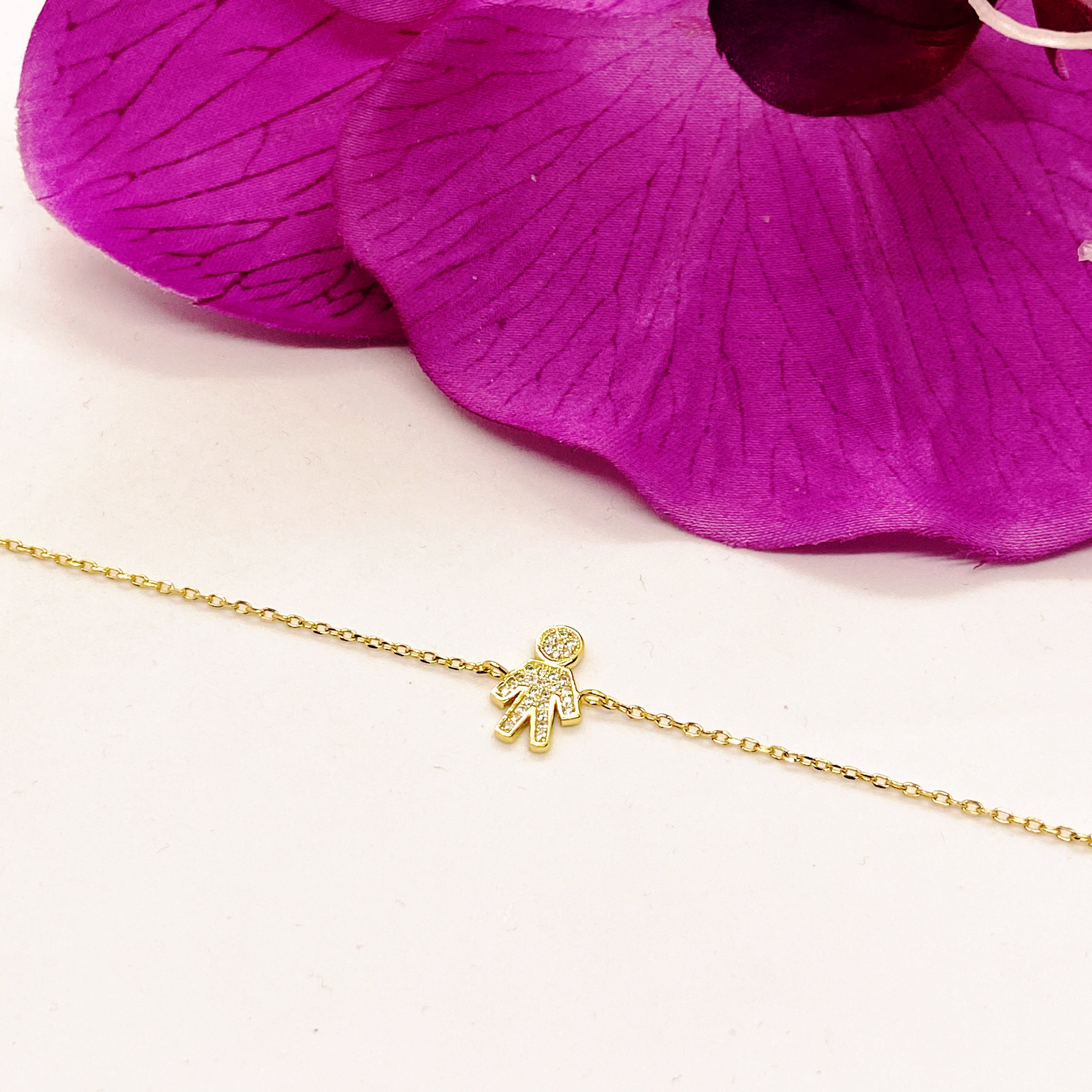 Bratara din argint 925 rodiat auriu cu baietel Bratara Lasardo Gioielli