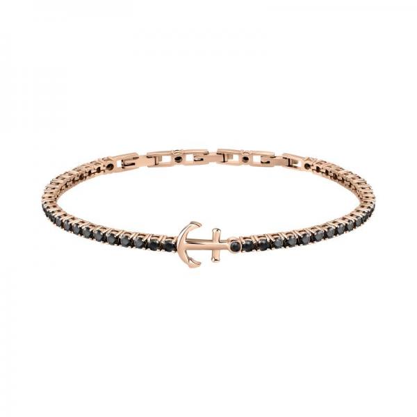 Bratara Tennis barbateasca Morellato din argint 925 rodiat rose gold cu Diamante CZ negre Bratara Lasardo Gioielli