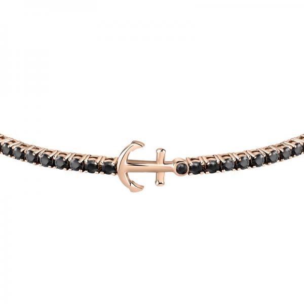 Bratara Tennis barbateasca Morellato din argint 925 rodiat rose gold cu Diamante CZ negre Bratara Lasardo Gioielli