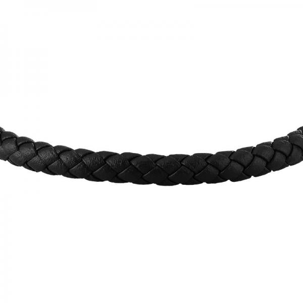 Bratara barbateascaMorellato din piele naturala neagra,otel inoxidabil si cristale negre Bratara Lasardo Gioielli