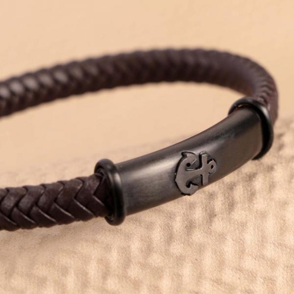 Bratara barbateasca Sector din piele naturala maro colectia Bandy Bratara Lasardo Gioielli