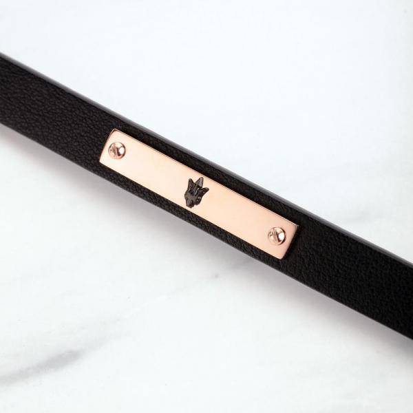 Bratara barbateasca Maserati din piele naturala cu placuta rose gold Bratara Lasardo Gioielli