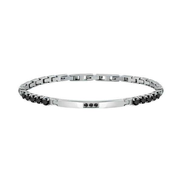 Bratara barbateasca tennis Morellato argintie cu cristale negre colectia Urban Bratara Lasardo Gioielli