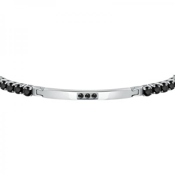 Bratara barbateasca tennis Morellato argintie cu cristale negre colectia Urban Bratara Lasardo Gioielli