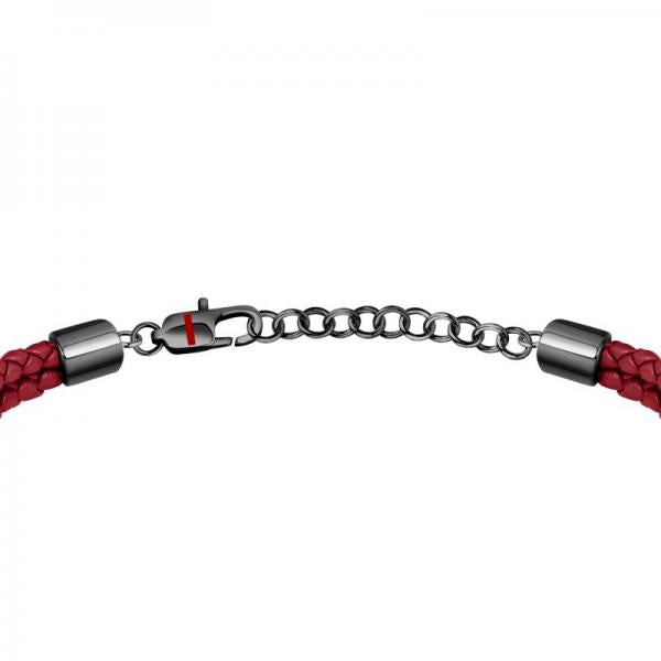 Bratara barbateasca Sector din piele rosie si otel inoxidabil Bratara Lasardo Gioielli