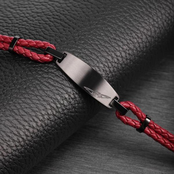 Bratara barbateasca Sector din piele rosie si otel inoxidabil Bratara Lasardo Gioielli