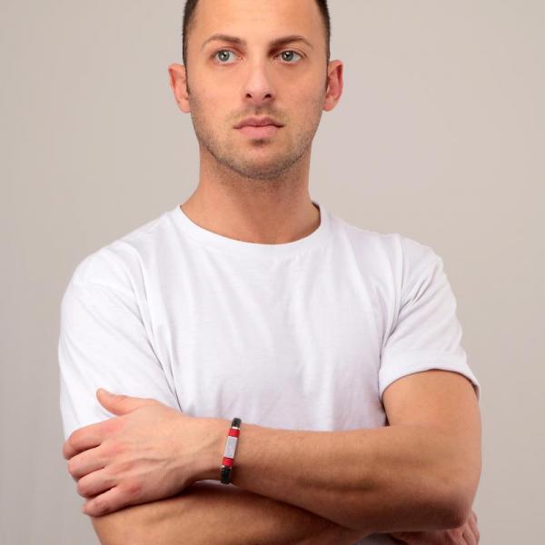 Bratara barbateasca Sector colectia Bandy cu piele naturala bleumarin Bratara Lasardo Gioielli