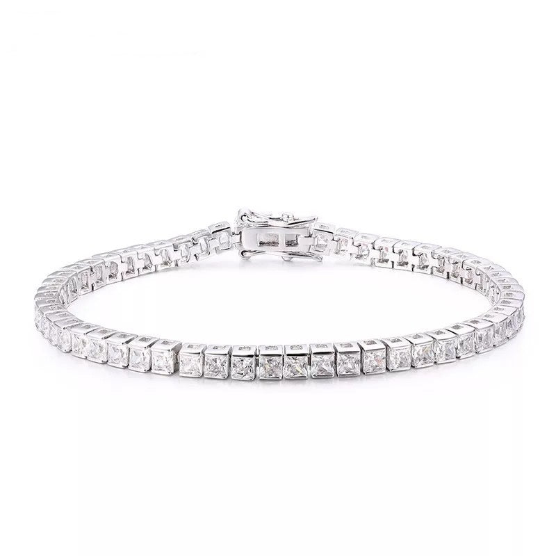 Bratara Tennis Argint 925 Rodiat 0.4 cm cu Diamante CZ Albe Princess Cut Bratara Lasardo Gioielli