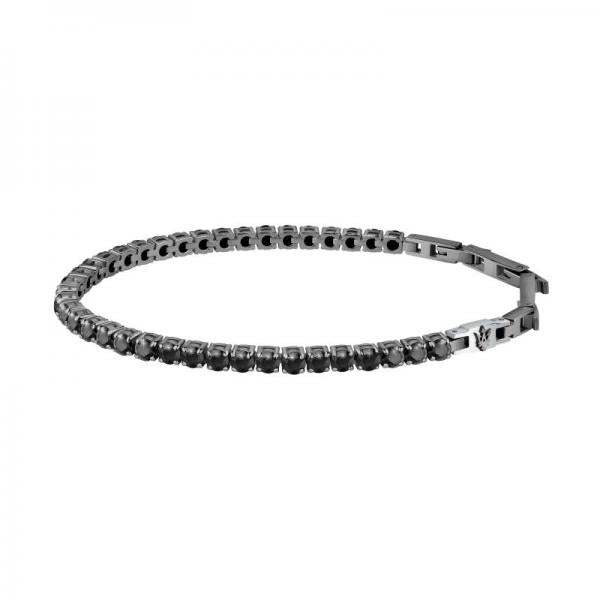 Bratara Tennis Maserati din otel inoxadibil cu Diamante CZ negre Bratara Lasardo Gioielli