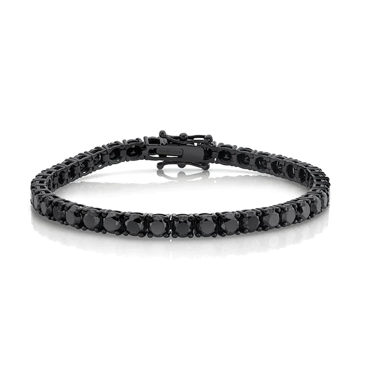 Bratara Tennis Argint 925 Rodiat Negru 0.3 cm cu Diamante CZ Negre Round Cut Bratara Lasardo Gioielli