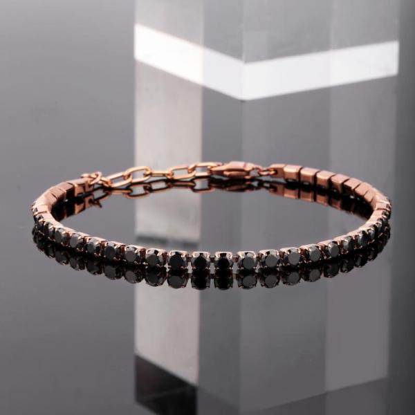 Bratara Tennis barbateasca Sector rodiata auriu cu Diamante CZ negre Bratara Lasardo Gioielli