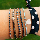 Bratara Tennis Argint 925 Rodiat Rose Gold 0.2 cm cu Diamante Cubic Zirconia Negre Cipollina Cut Bratara Lasardo Gioielli