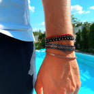 Bratara Tennis Argint 925 Rodiat Rose Gold 0.2 cm cu Diamante Cubic Zirconia Negre Cipollina Cut Bratara Lasardo Gioielli