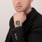 Ceas barbatesc Maserati colectia Successo curea metalica aurie si cadran negru Ceas Lasardo Gioielli