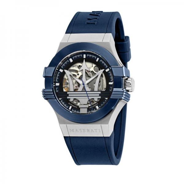 Ceas Barbatesc Automatic Maserati Colectia Potenza Curea Silicon Albastra Ceas Lasardo Gioielli