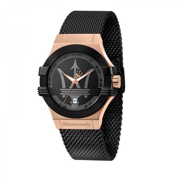 Ceas Barbatesc Maserati Colectia Potenza Curea Tip Mesh Neagra Si Cadran Rose Gold Ceas Lasardo Gioielli