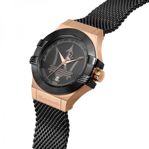 Ceas Barbatesc Maserati Colectia Potenza Curea Tip Mesh Neagra Si Cadran Rose Gold Ceas Lasardo Gioielli