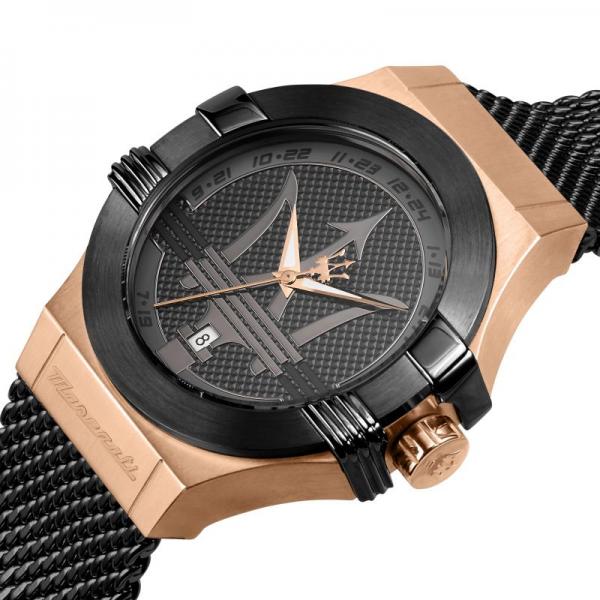 Ceas Barbatesc Maserati Colectia Potenza Curea Tip Mesh Neagra Si Cadran Rose Gold Ceas Lasardo Gioielli