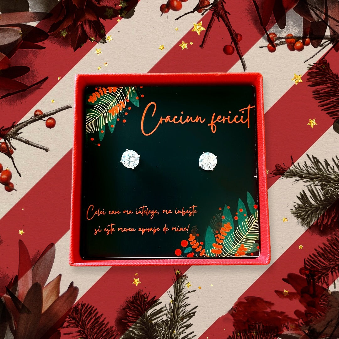 Cercei Punto Luce din argint 925 rodiat cu diamant CZ Cercei Lasardo Gioielli