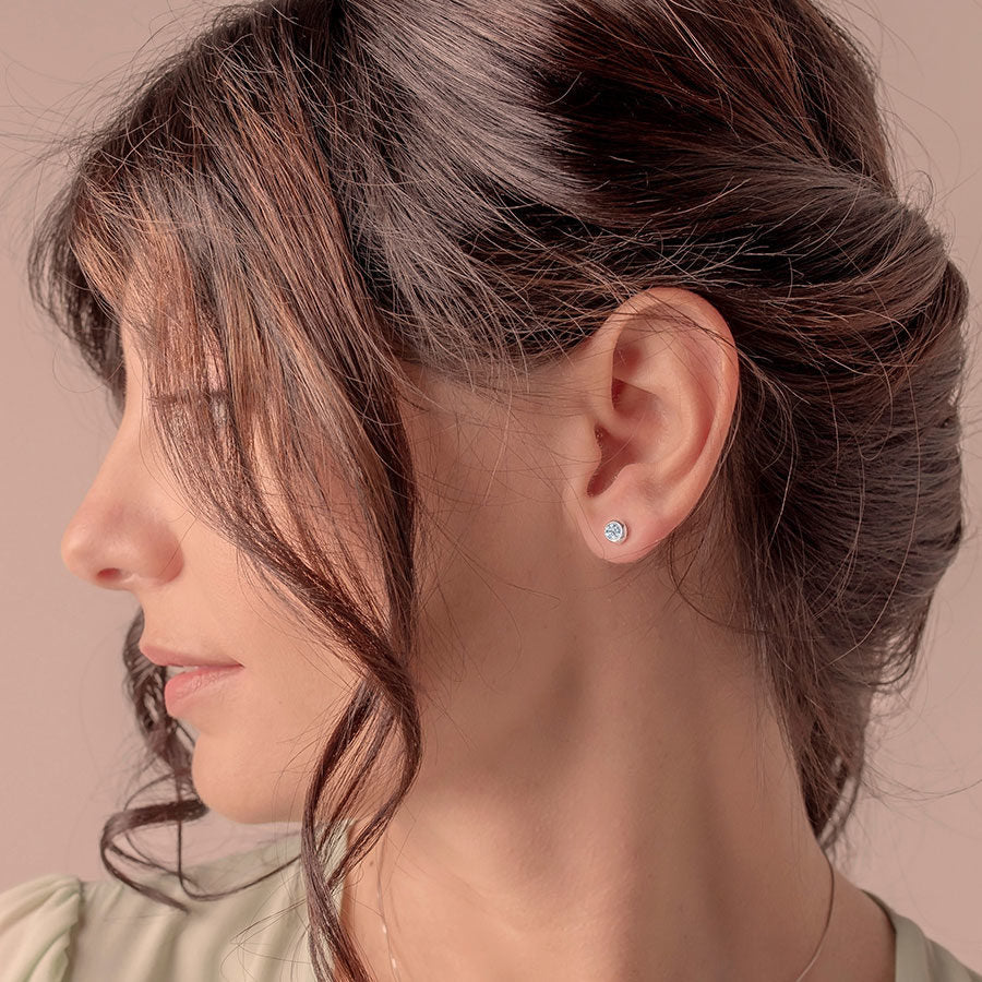 Cercei Punto Luce din argint 925 rodiat cu diamant CZ cipollina cut Cercei Lasardo Gioielli