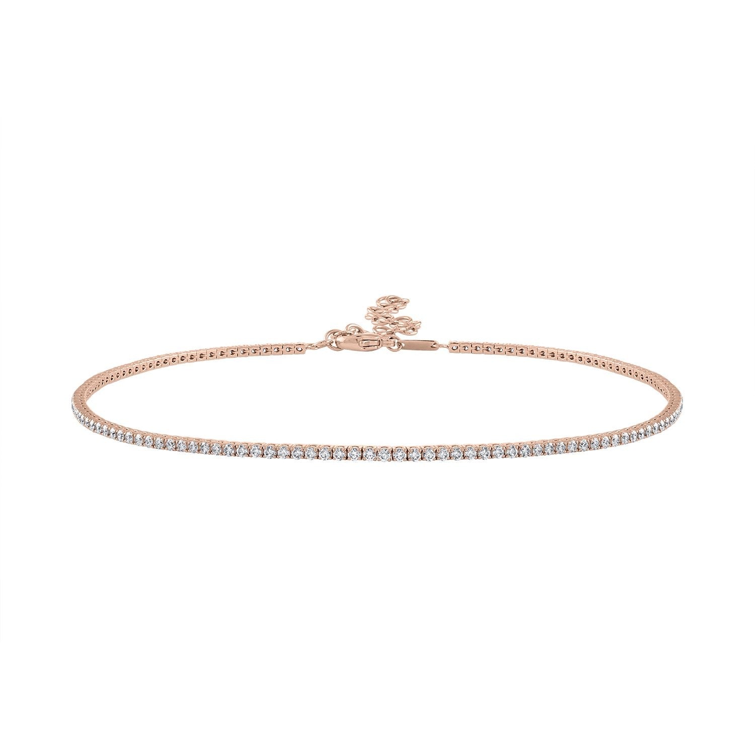 Colier Tennis din argint 925 rodiat rose gold 1,5 mm cu Diamante CZ albe Colier Lasardo Gioielli