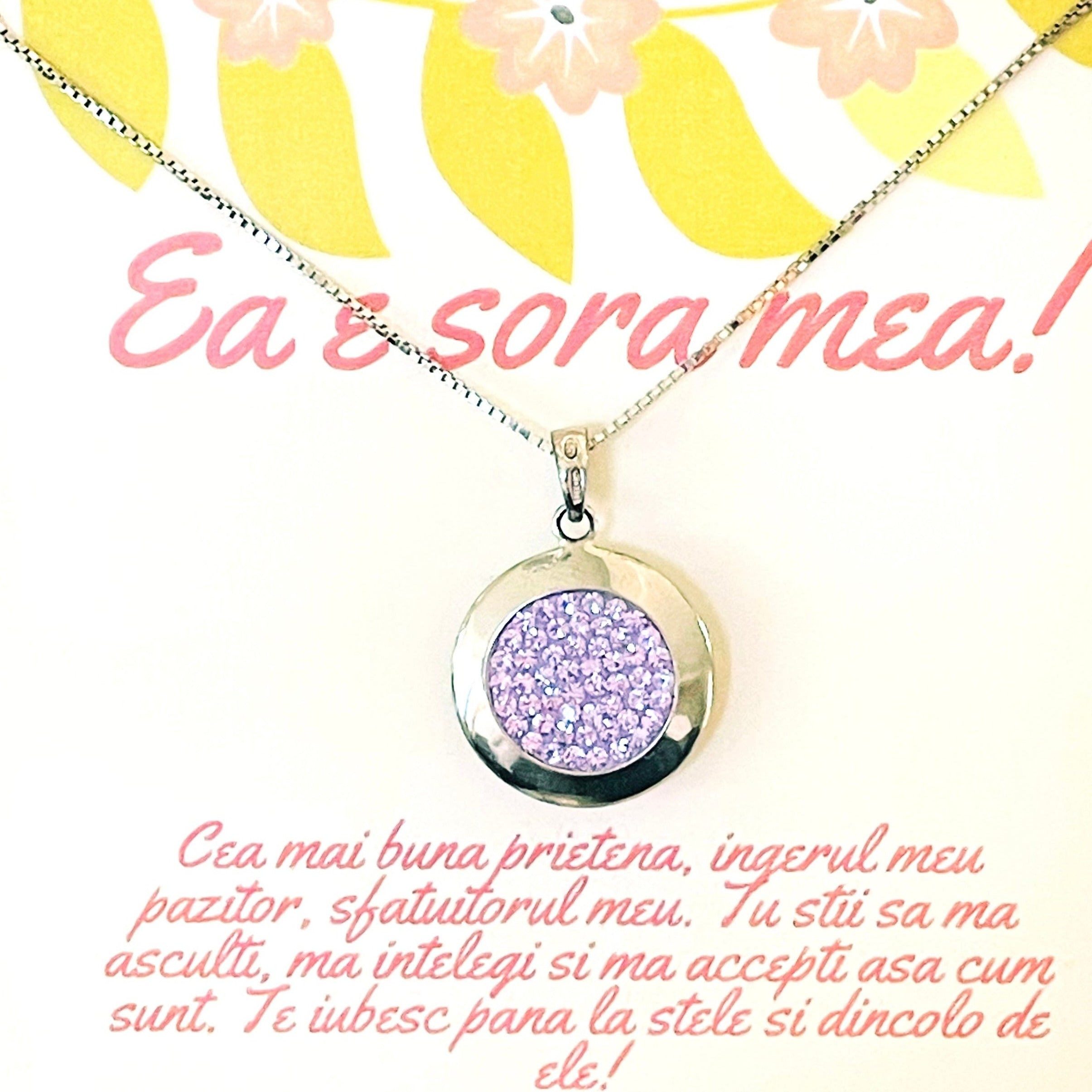 colier argint cu pandantiv pietre mov