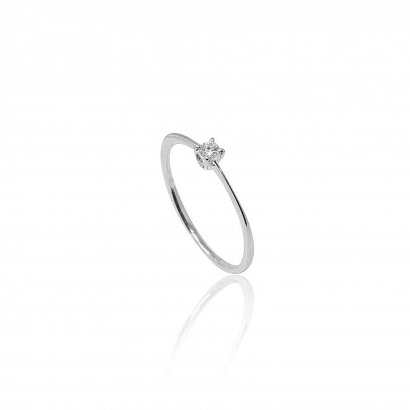 Inel Solitaire "Riviera" Din Argint 925 Rodiat Cu Diamant CZ Alb 2mm Inel Lasardo Gioielli